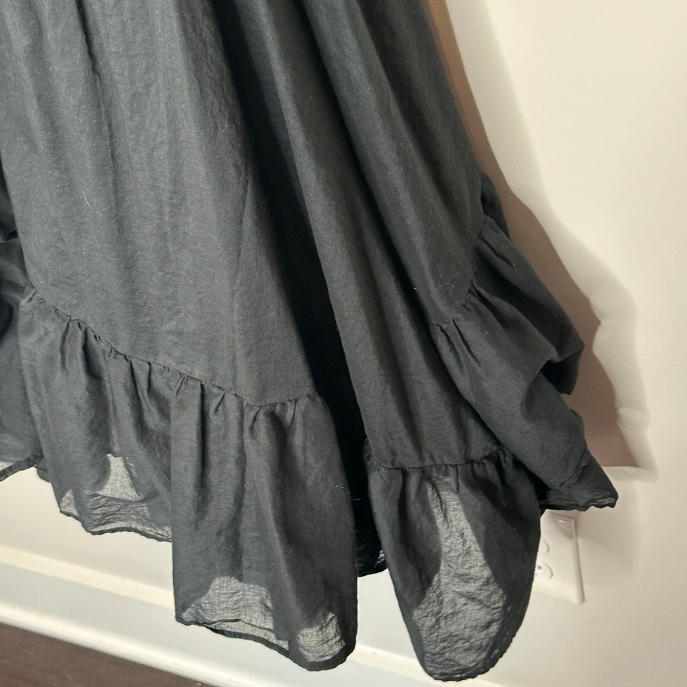 J. Crew Re-Imagined‎ Bow Front Black Cotton Beach Midi Dress Summer Medium - Picture 9 of 13